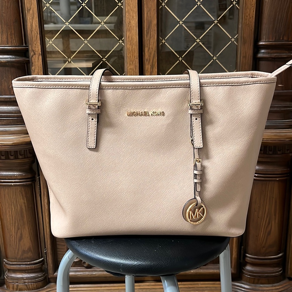 Michael Kors Leather Tote, Cream, Authentic